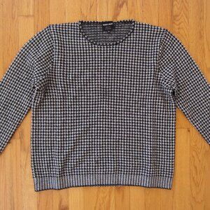 GIORGIO ARMANI Black & White Houndstooth Cashmere Knit Sweater 48